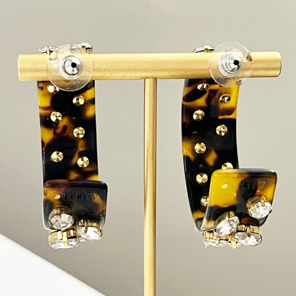 J. Crew Crystal & Tortoise Hoop Earrings - Picture 4 of 5